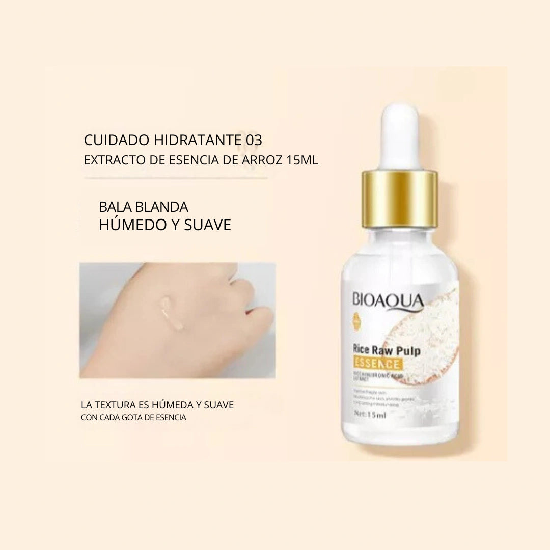 KIT ARROZ DE BIOAQUA - 6 PIEZAS + 1 PROTECTOR SOLAR "PENSAMOS EN TU BELLEZA"